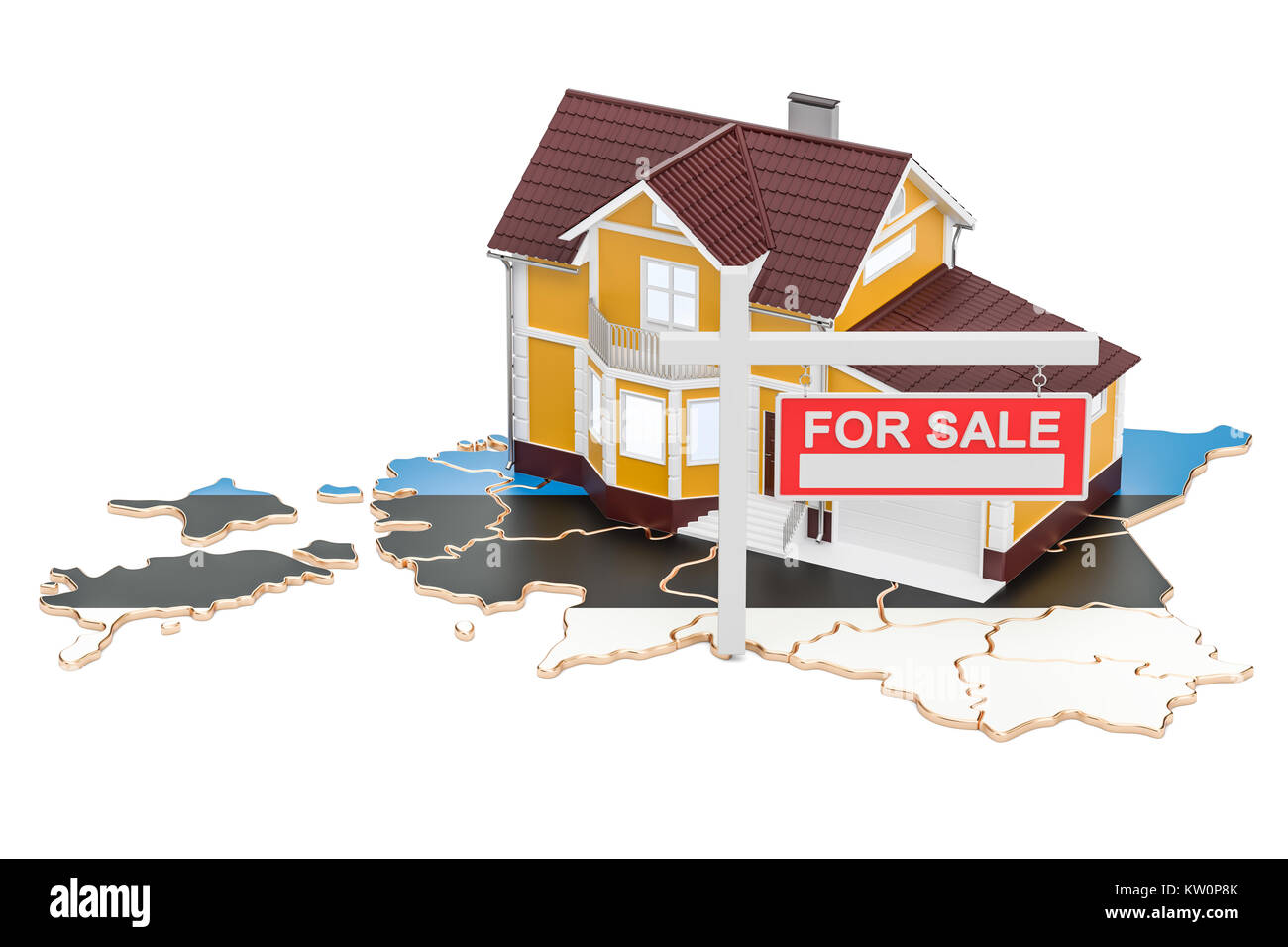 Property for sale and rent in Estonia concept. Real Estate Sign, 3D