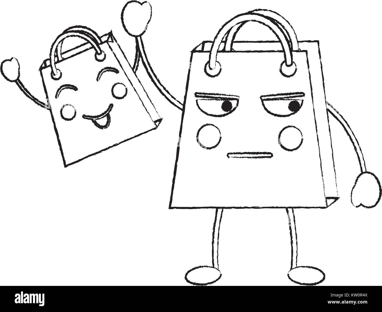 shopping bag emoji icon image vector illustration design black line