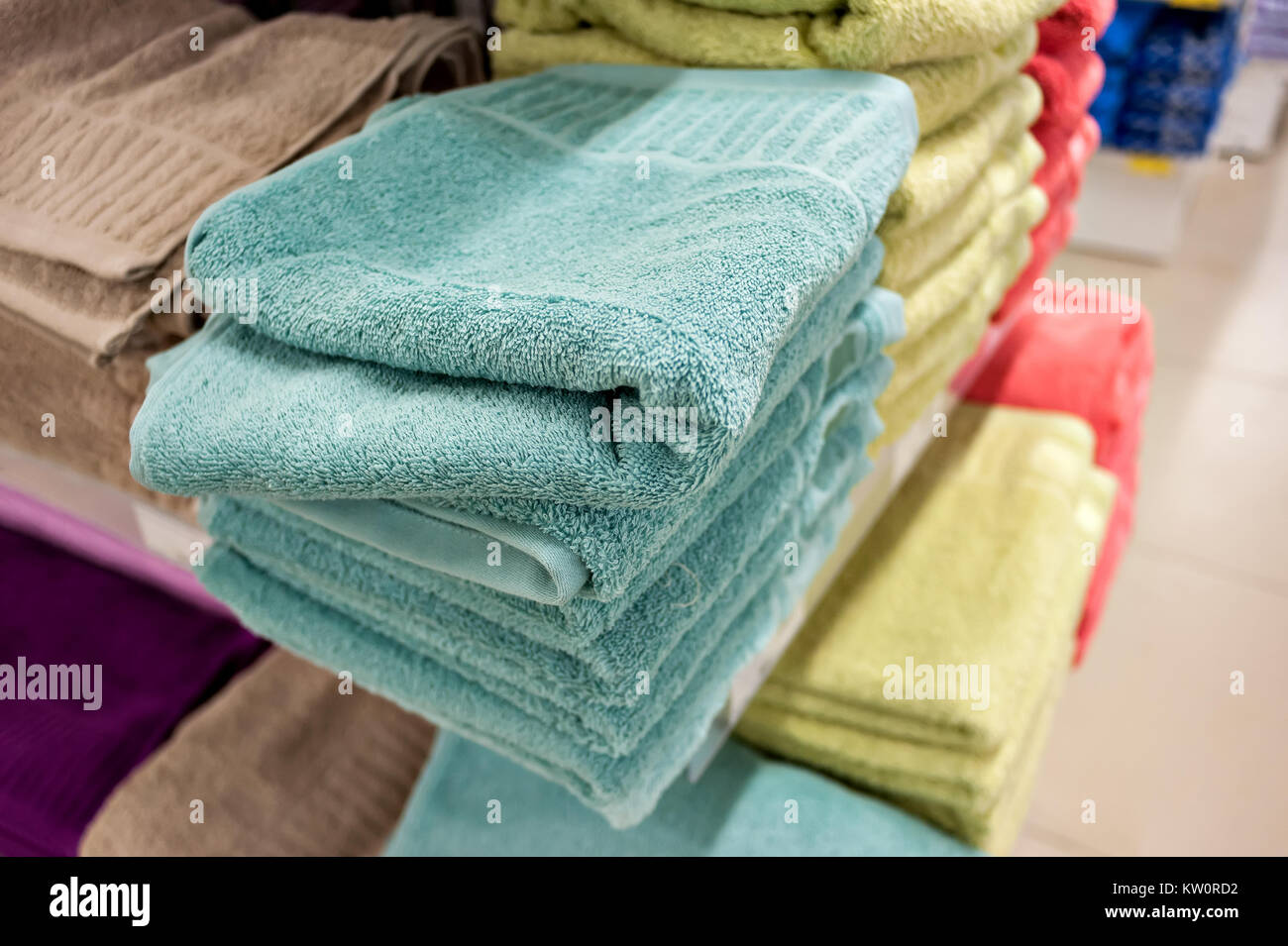 bright colored bath towels