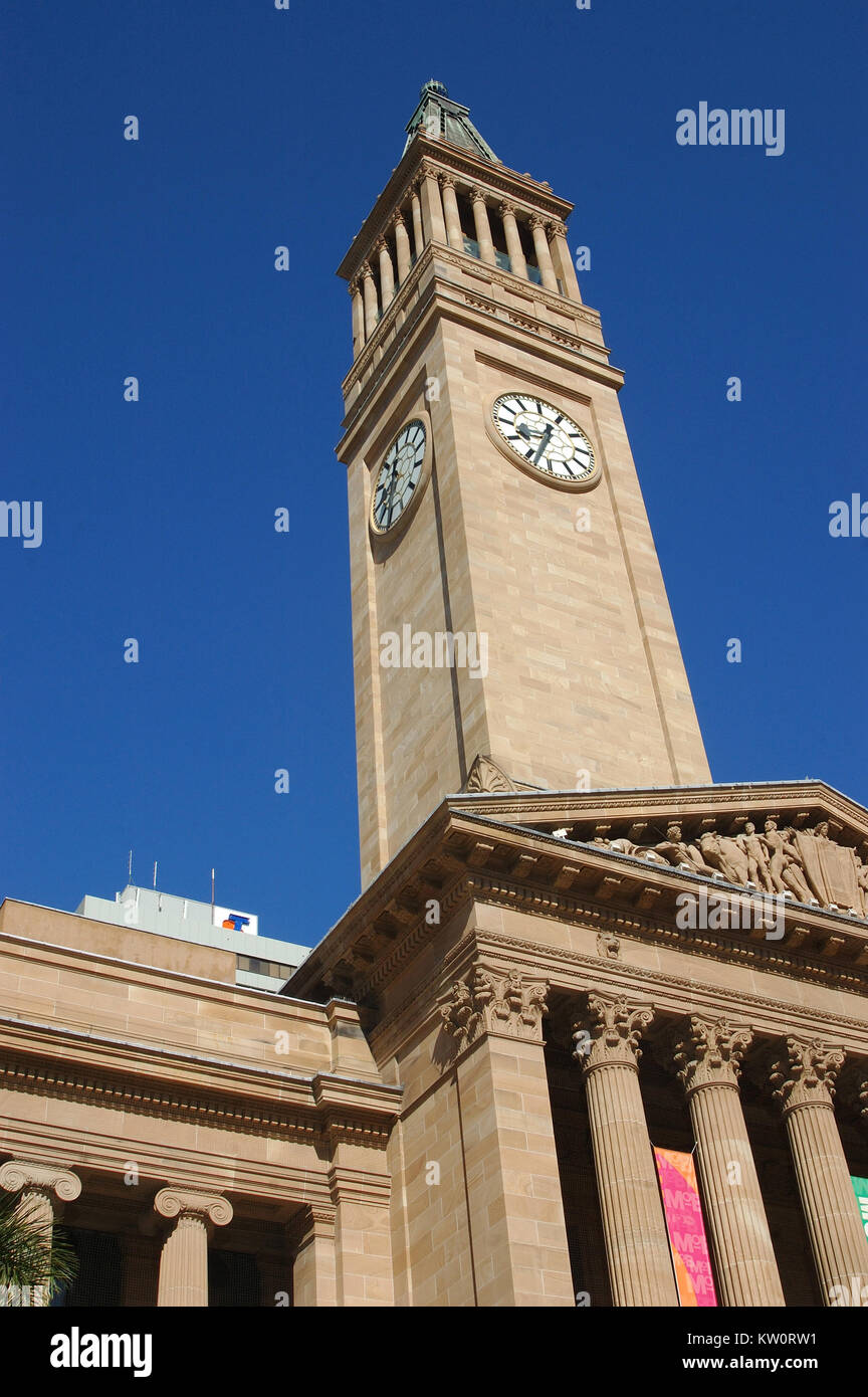Clock tower of City Hall, Brisbane, Queensland, Australia Stock Photo