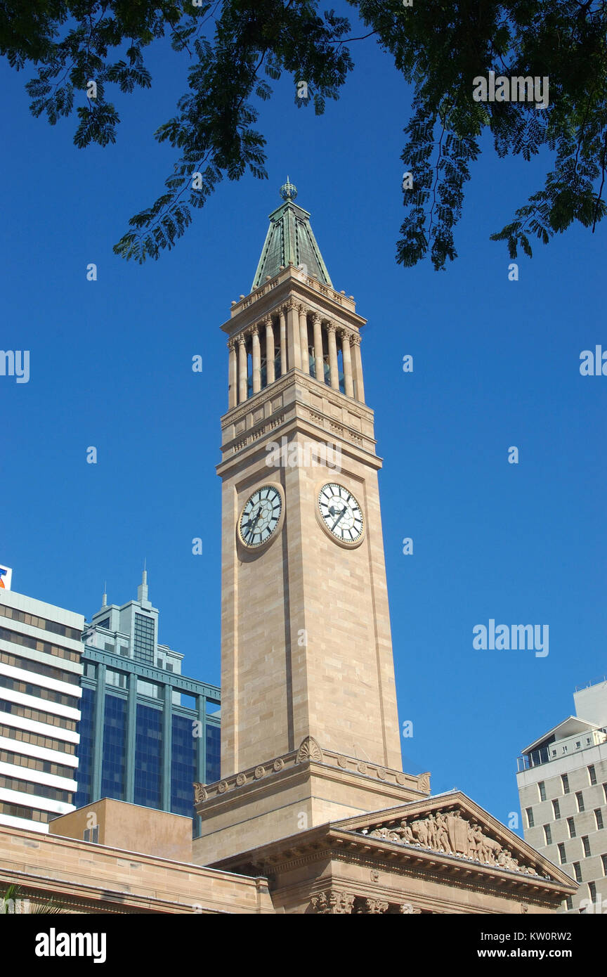 Clock tower of City Hall, Brisbane, Queensland, Australia Stock Photo