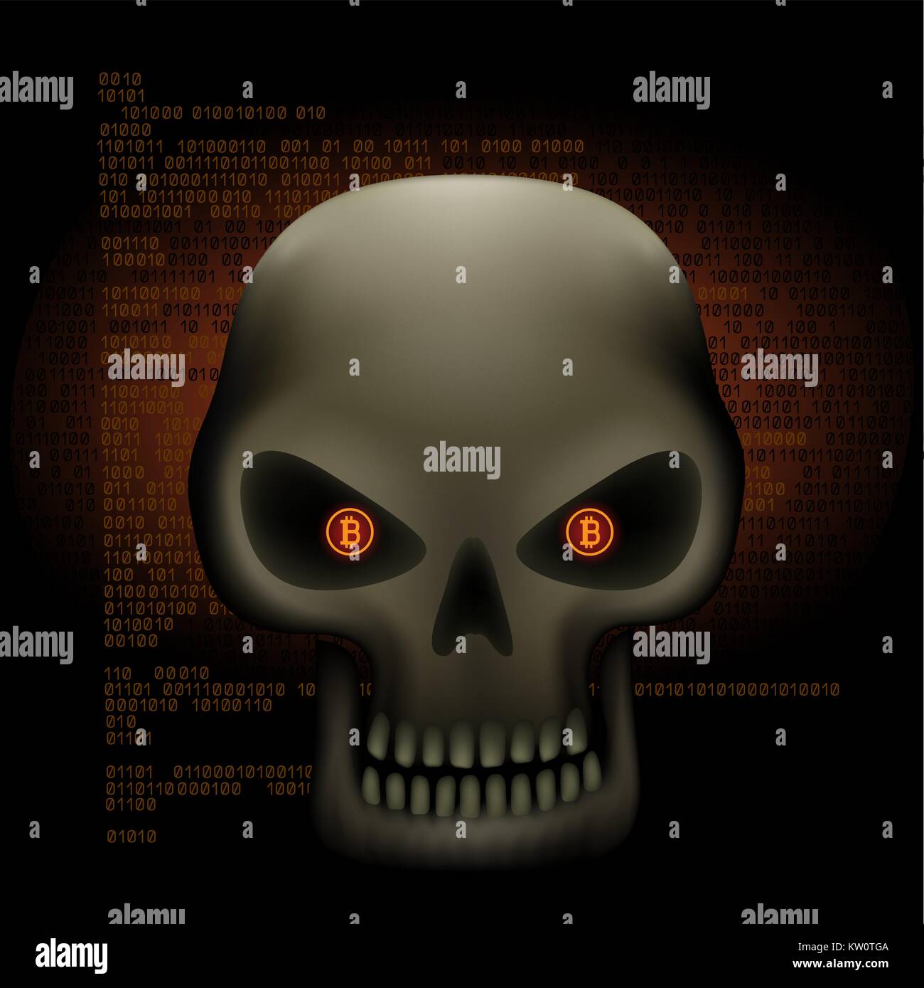 Crypto hacker skull with bitcoin eyes on the binary dark code texture  background. Cyber crime hacking illustration. Money security crypto  currency hac Stock Vector Image & Art - Alamy
