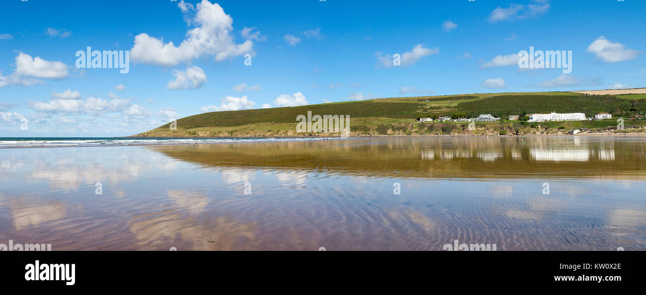 Panoramic View of Saunton Sands in North Devon, UK Stock Photo