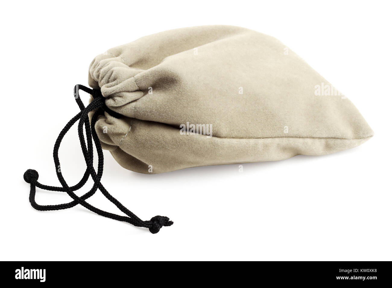 Pouch Bag With Drawstring Lying on White Background Stock Photo Alamy