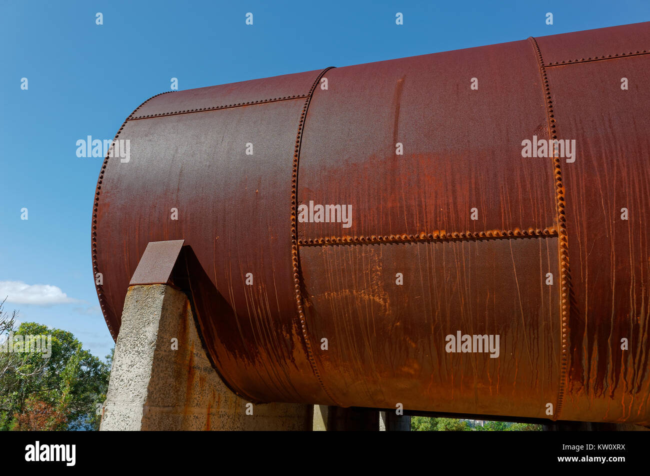 Unused Vintage Oil Storage Tanks at Ballast Point Park in Birchgrove, Sydney, Australia Stock Photo