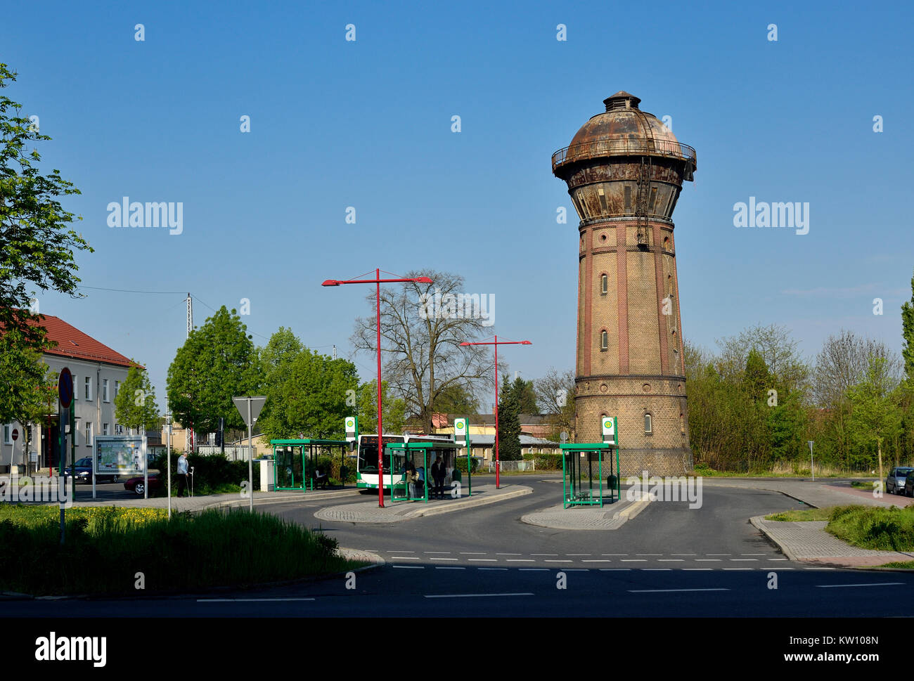 Hoyerswerda, historic architectural monument water tower in the Old Town, Baudenkmal Wasserturm in der Altstadt Stock Photo