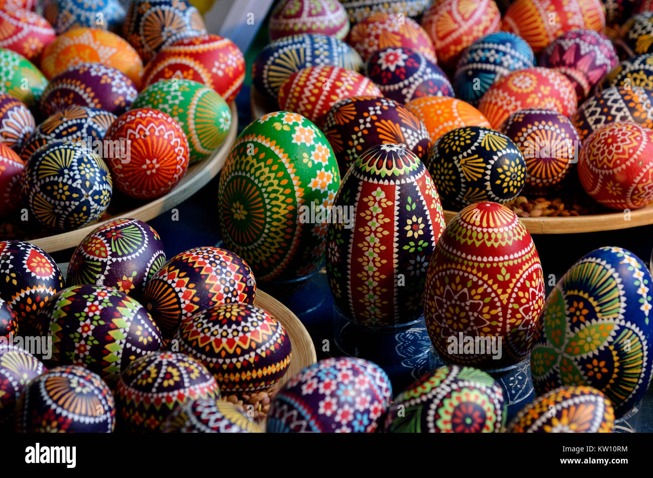 lLausitzer folk art, painted Easter eggs, lLausitzer Volkskunst,  bemalte Ostereier Stock Photo
