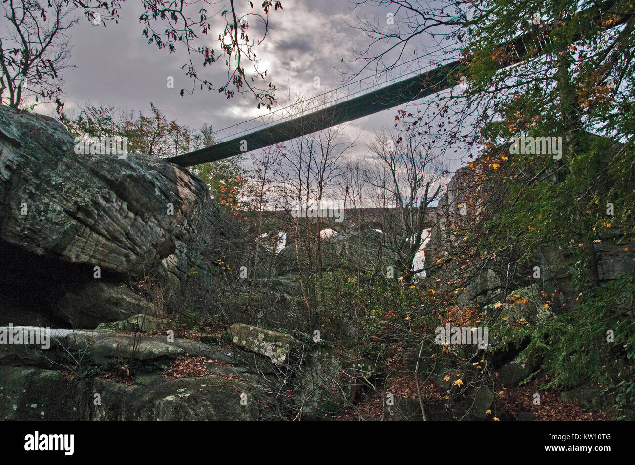 Hanging bridge, Rock City, Lookout Mountain, Georgia, USA Stock