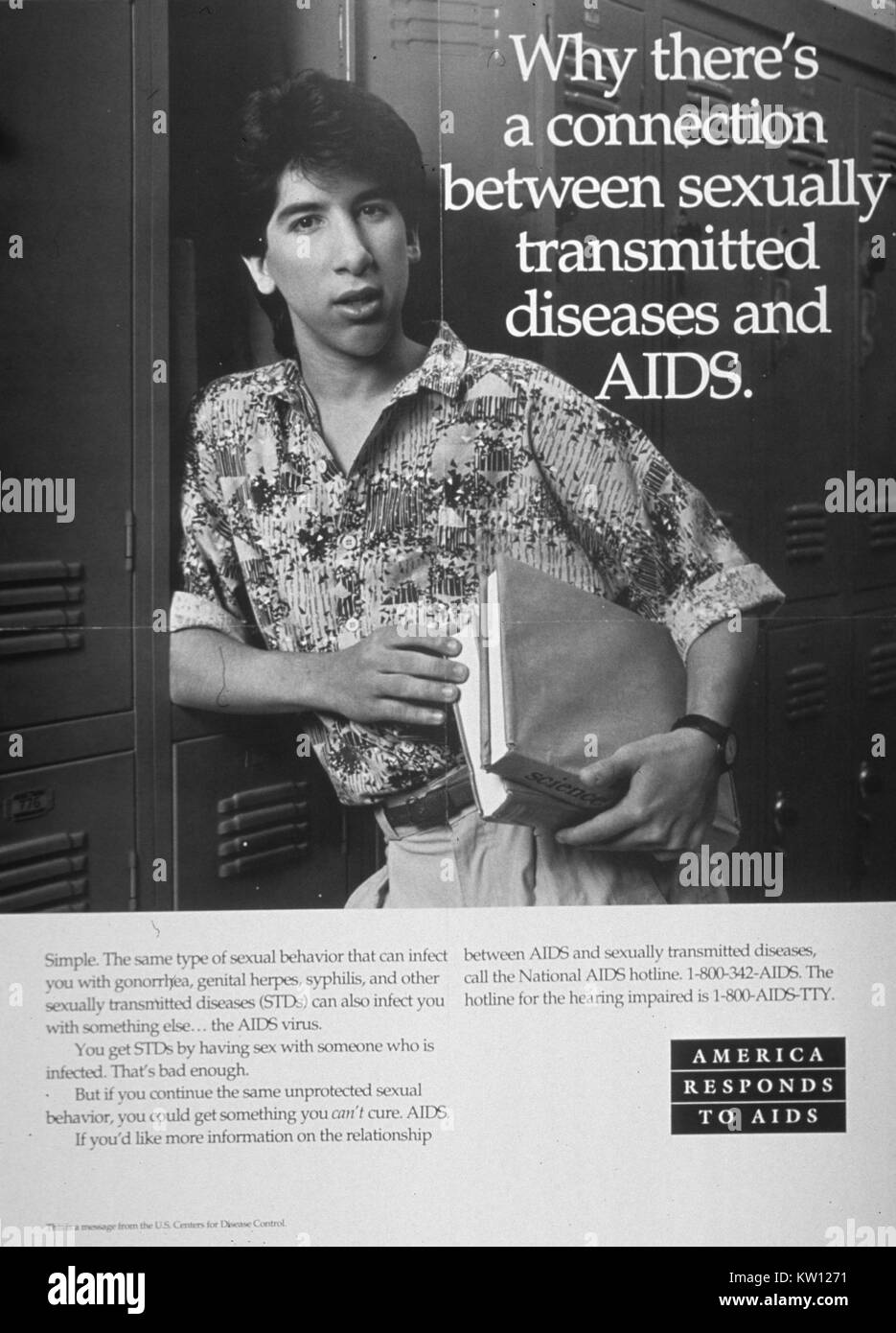 Public health poster regarding Acquired Immune Deficiency Syndrome (AIDS)/Human Immunodeficiency Virus (HIV). Image courtesy National Library of Medicine, 1990. Stock Photo