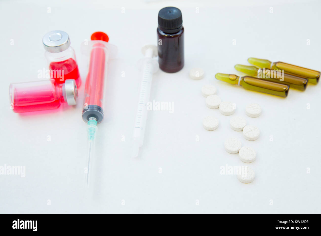 Veterinary and pet healthcare concept. Veterinary items on a white