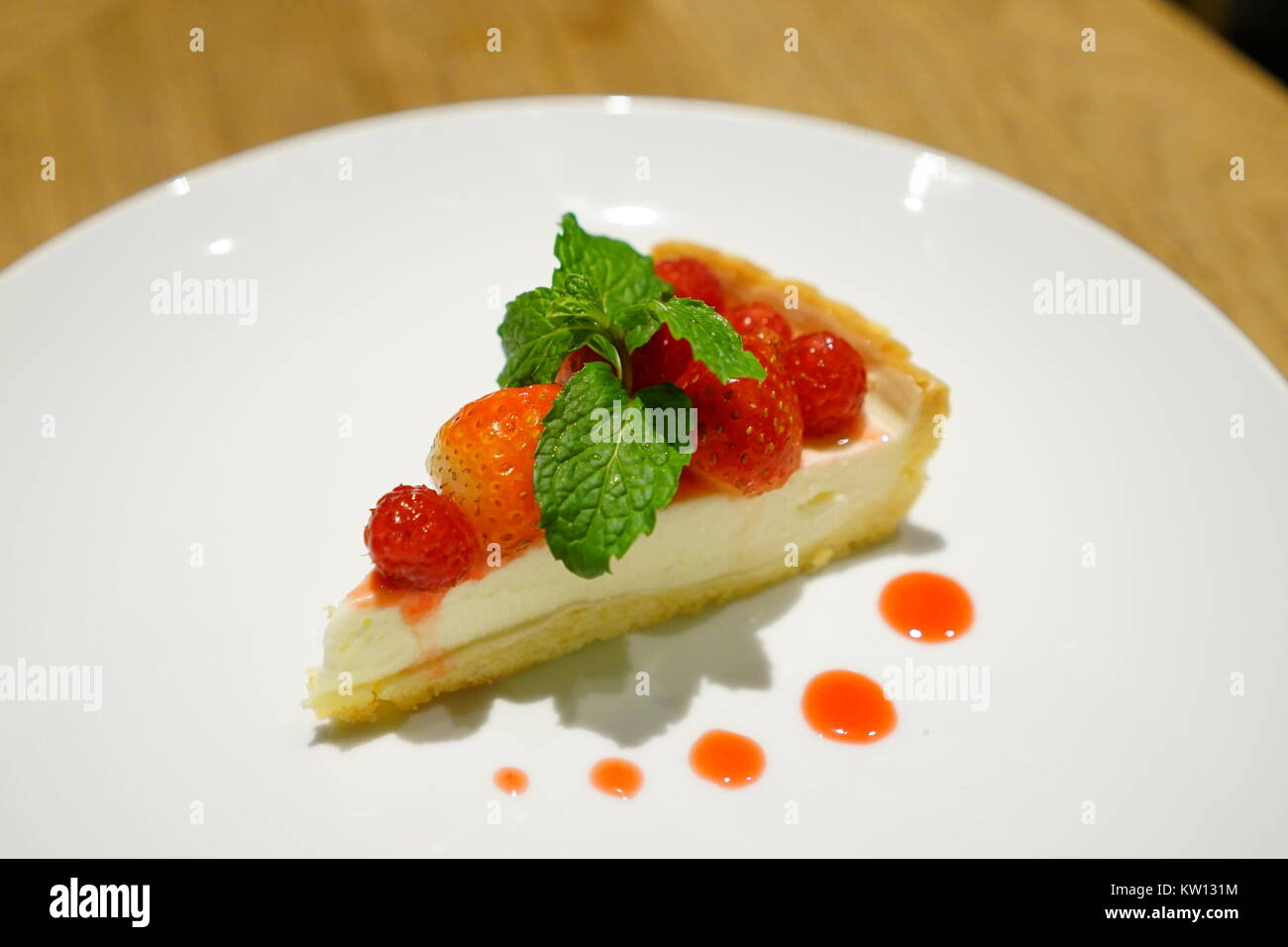 Strawberry Cheesecake, Japanese styl;e restaurant Viet Nam Stock Photo