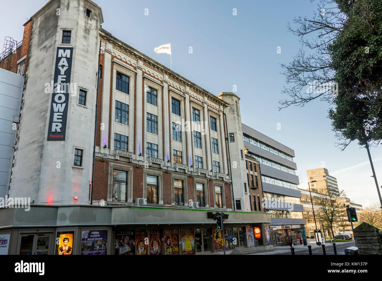 Front facade of the Mayflower theatre on Commercial Road in Southampton in December 2017, England, UK Stock Photo