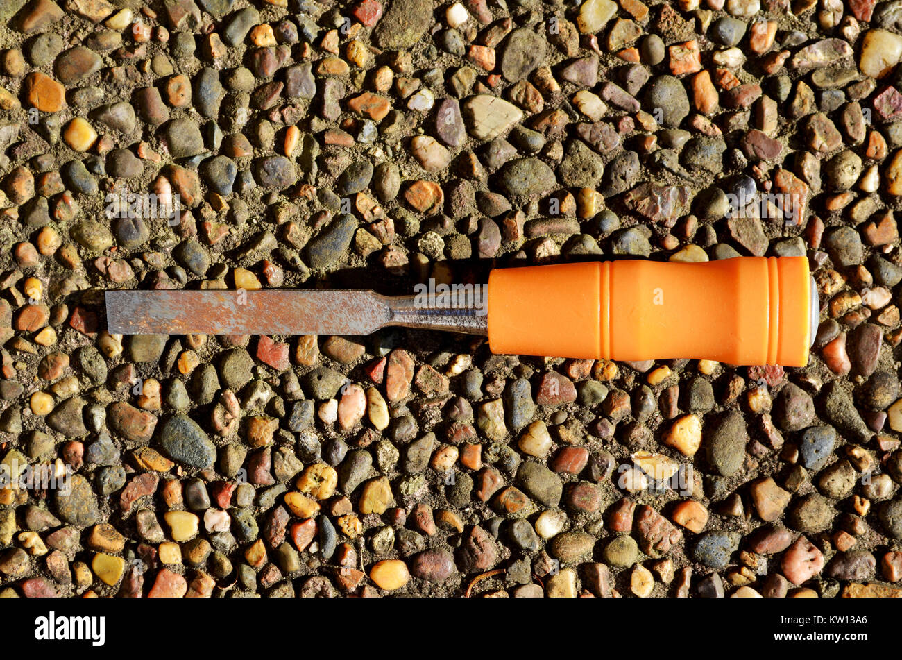 Old chisel on floor Stock Photo Alamy