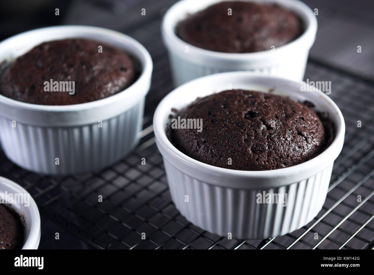 Chocolate Lava Cakes Molten Lava Cakes Dark Chocolate Cake On Dark Stock Photo Alamy