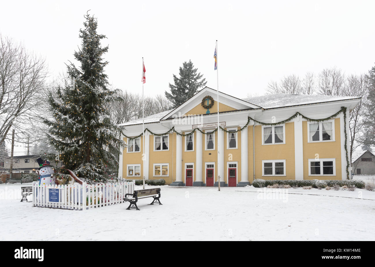 Christmas tree, Fort Langley Community Hall, Fort Langley, British Columbia, Canada. Stock Photo