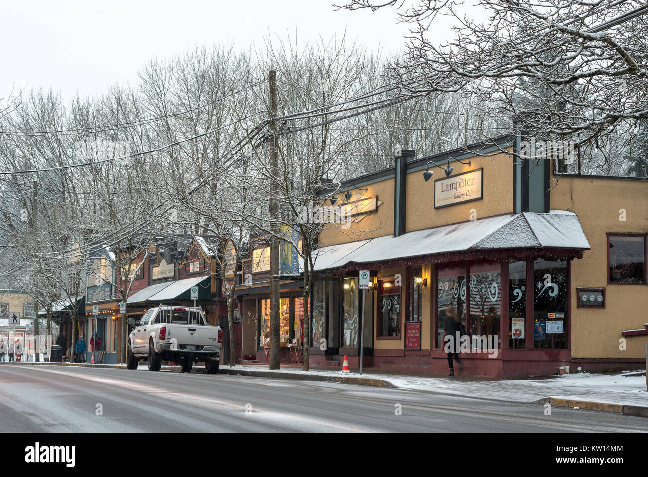 Shops in downtown Fort Langley, British Columbia, Canada. Stock Photo
