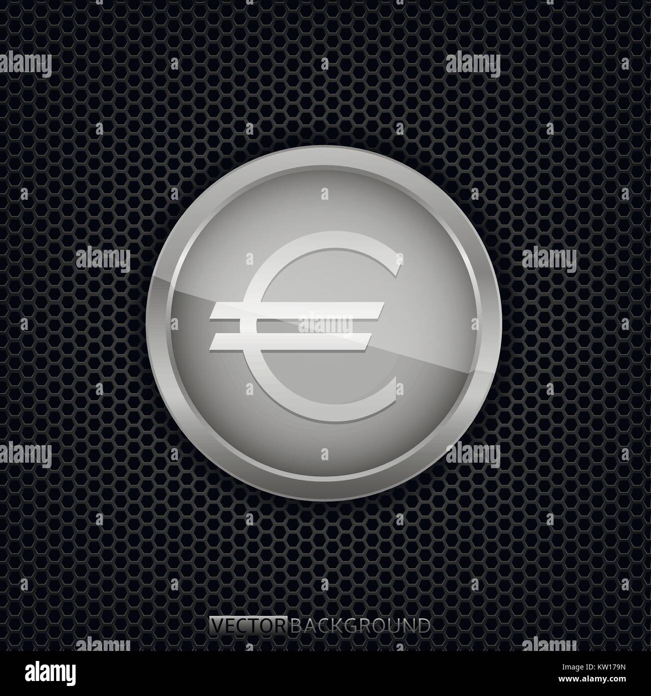 Silver euro coin Stock Vector