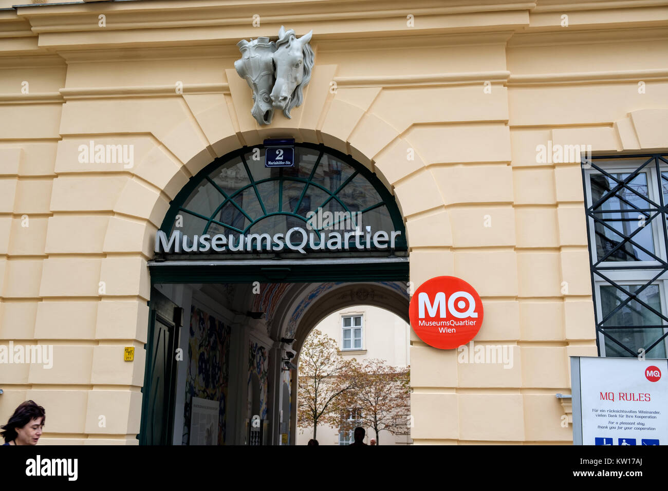 Mq Signs Museums Quartier (MQ) sign, Vienna, Austria Stock Photo - Alamy