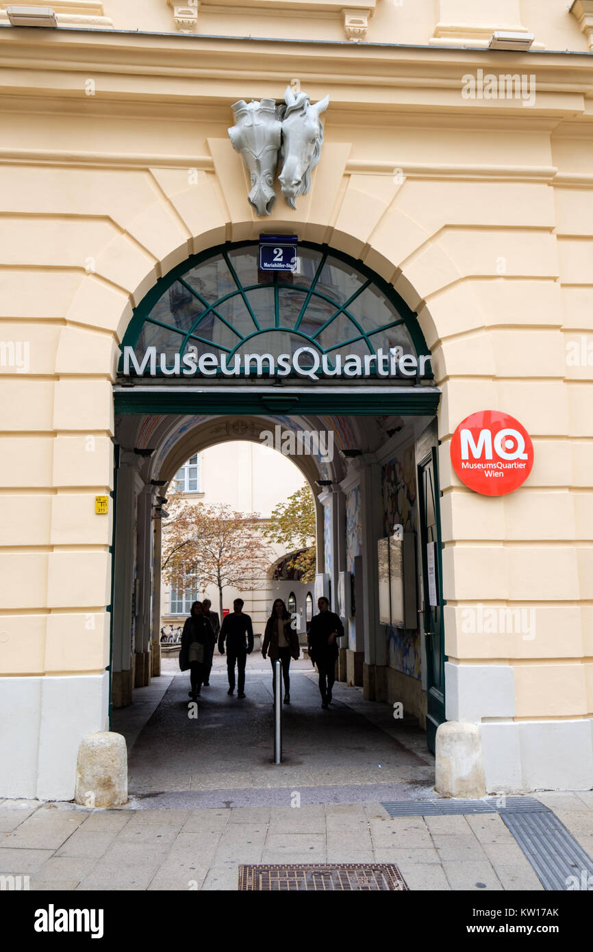 Mq Signs Museums Quartier (MQ) sign, Vienna, Austria Stock Photo - Alamy
