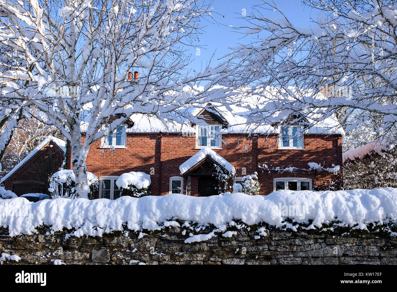 Heavy snowfall in December 2017 in Acton Burnell, Shropshire, left