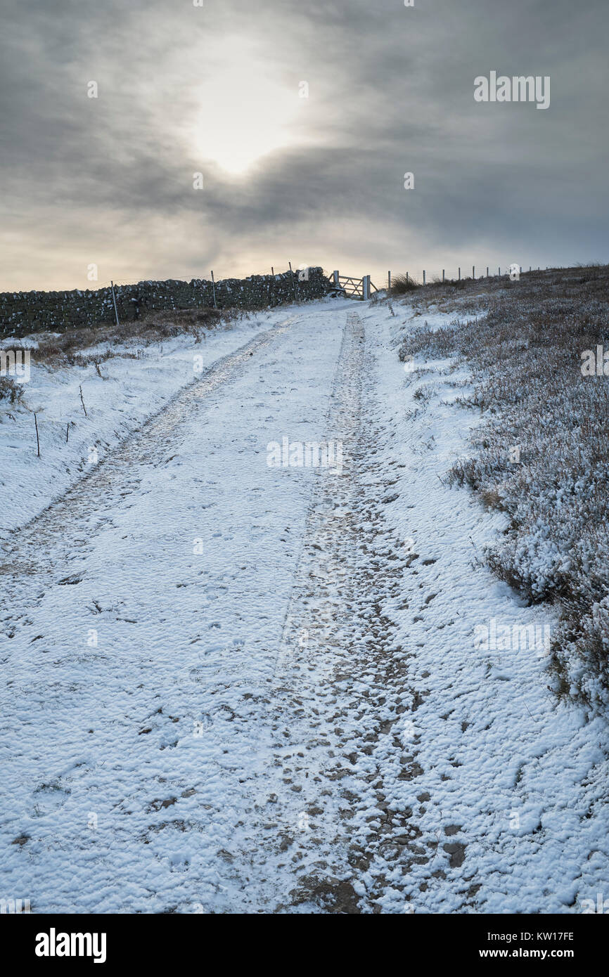 Looking south west towards Benny Bent and Flat moor. Off Peat Lane, Bewerley, Harrogate, North Yorkshire Stock Photo