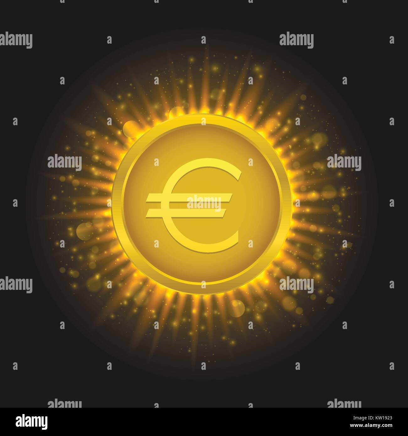Golden euro coin3 Stock Vector