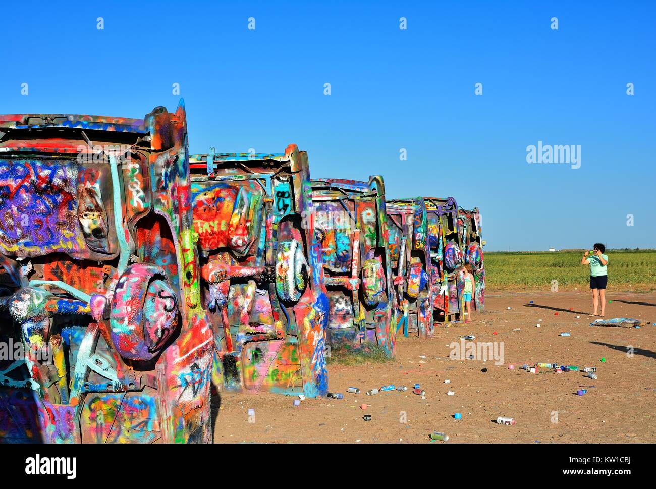 Amarillo, Texas - July 21, 2017 : Cadillac Ranch in Amarillo. Cadillac ...