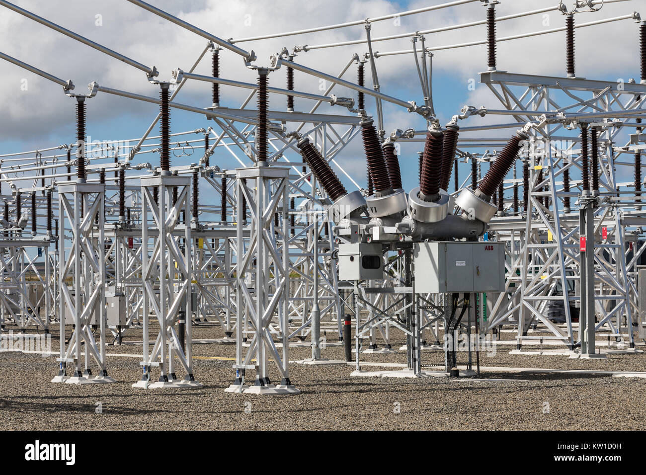 Electrical substation facilities and construction Stock Photo