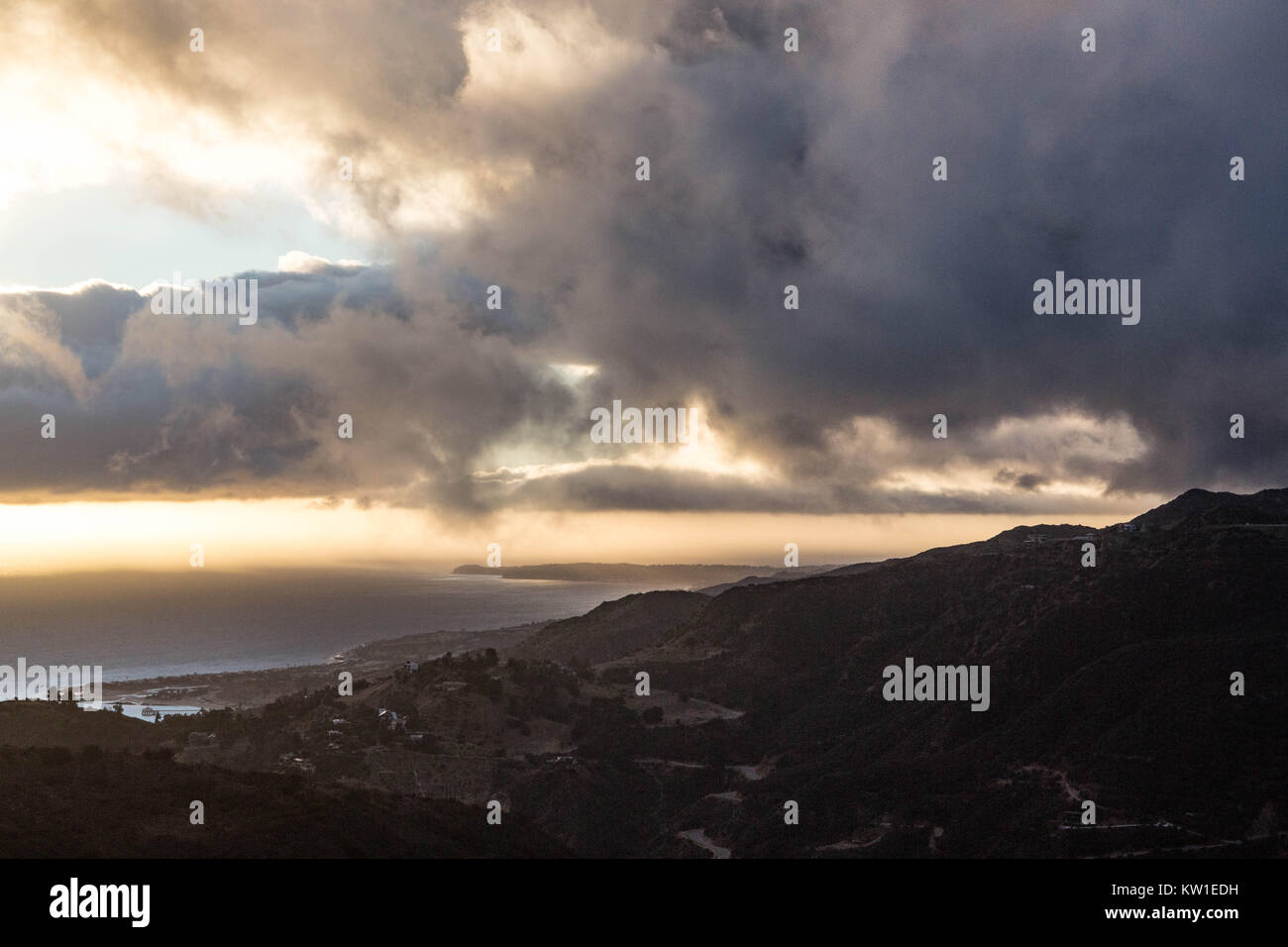 dramatic sunset in Malibu Stock Photo