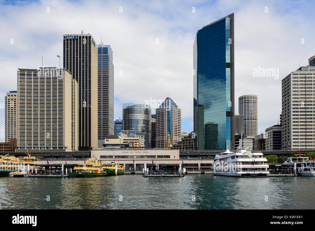 Approach to ferry terminal on Circular Quay and highrise buildings in Sydney Central Business Approach to ferry terminal on Circular Quay and highrise buildings in Sydney Central Business
