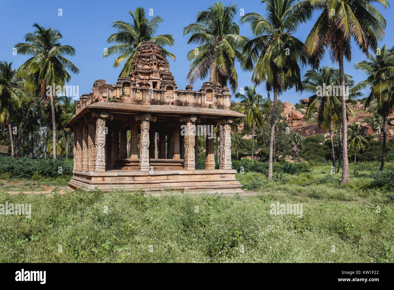 India, Karnataka, Hampi, Gejjala Mandapa Temple Stock Photo