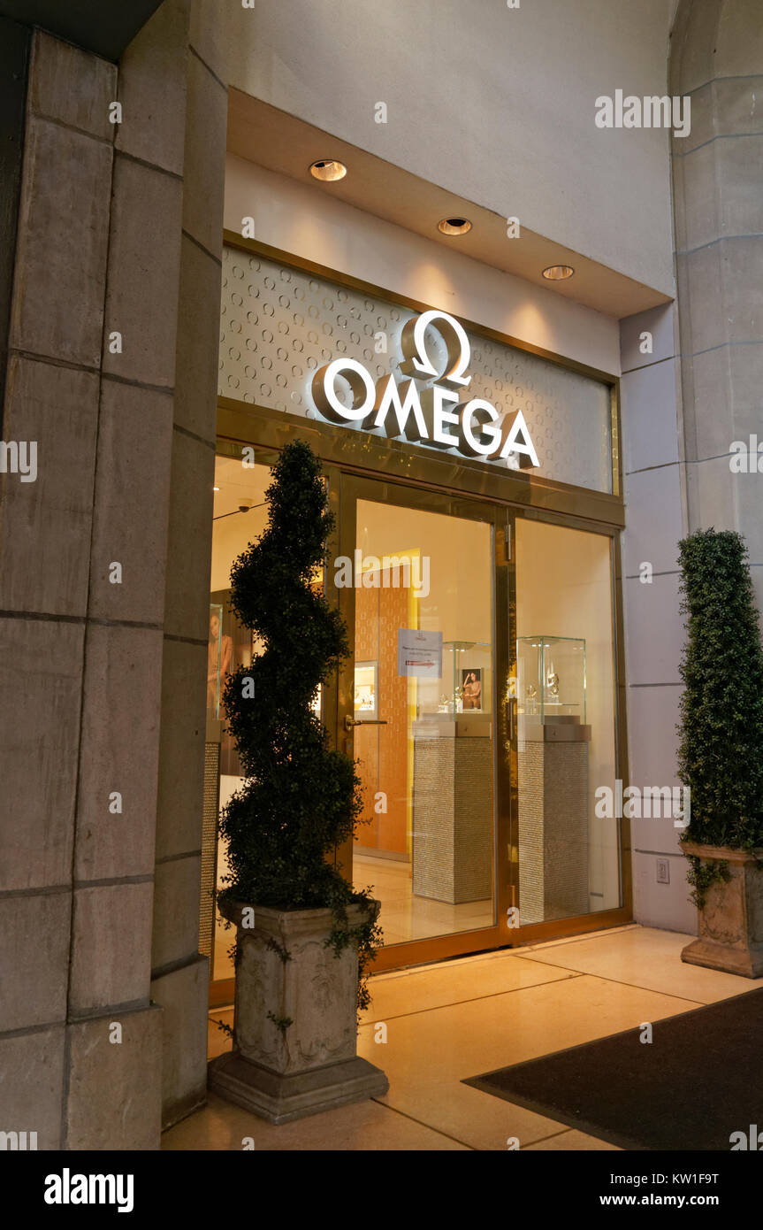 Omega designer watch boutique in the Fairmont Hotel Vancouver in downtown Vancouver, BC, Canada Stock Photo