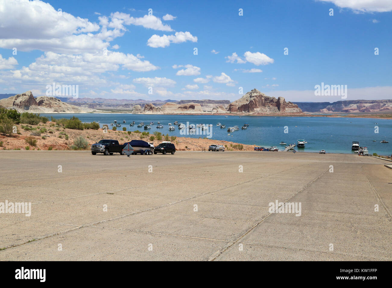 Lake Powell boat launch ramp in the Glen Canyon National Recreation Area Stock Photo