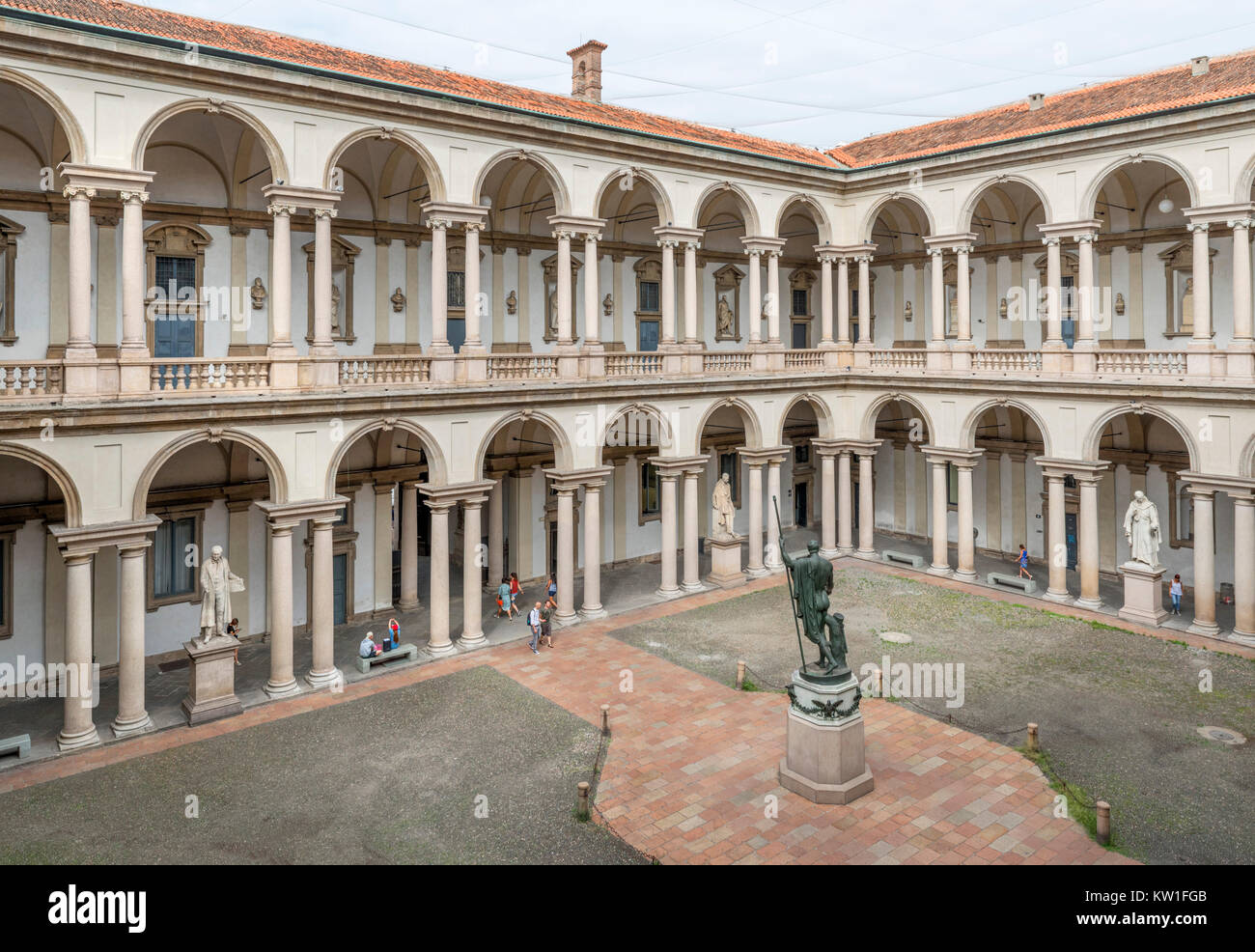 Internal courtyard of the Pinacoteca di Brera, Palazzo Brera, Milan, Lombardy, Italy Stock Photo