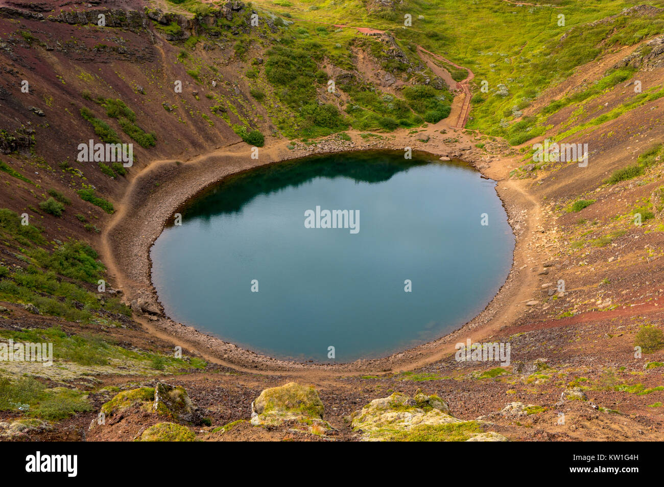 View on Kerið, a volcanic crater lake on Iceland's Golden Circle route ...