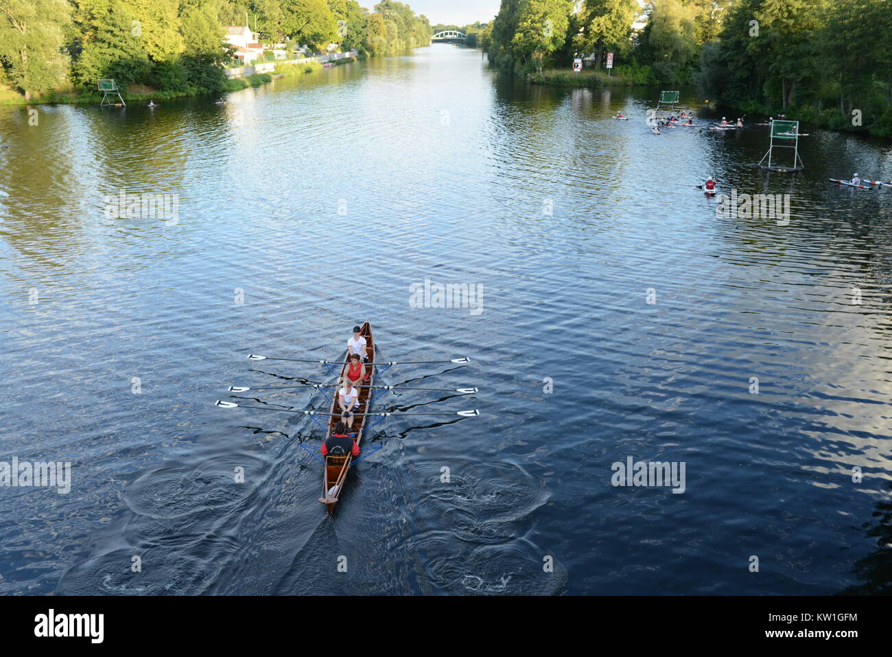 Canoe driver on canoe in the river,in the summer Stock Photo