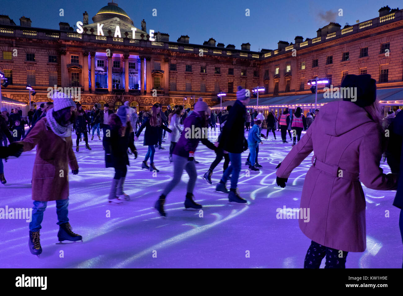 Skaters at the ice rink in Somerset House, London,UK Stock Photo - Alamy