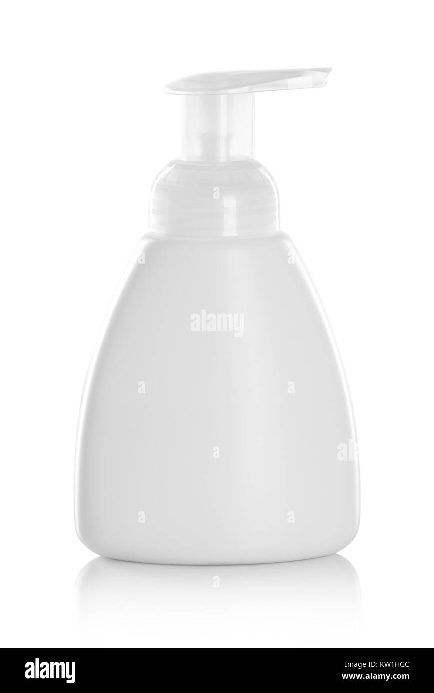 Gel, Foam Or Liquid Soap Dispenser Pump Plastic Bottle White Stock