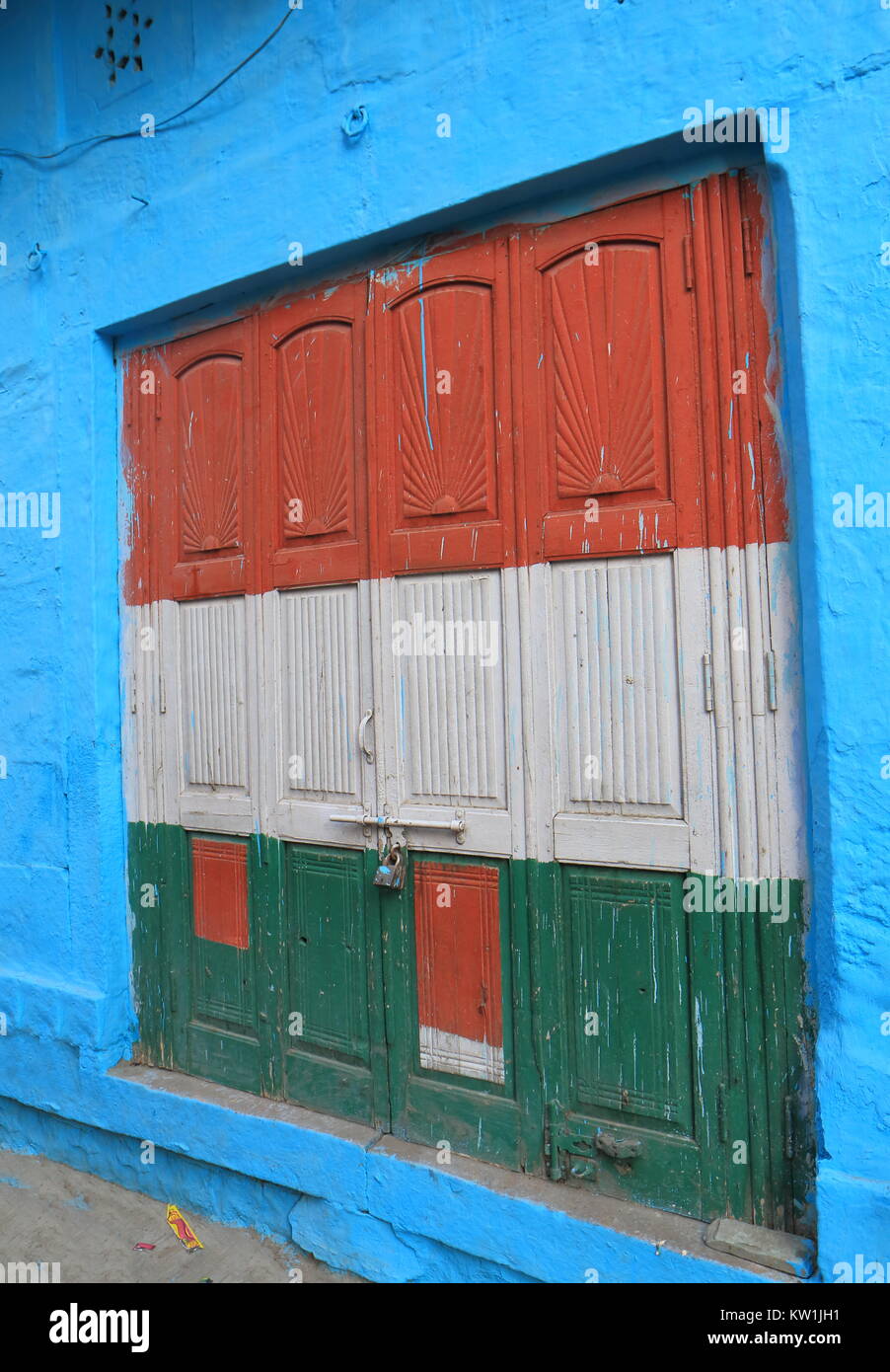 Indian flag coloured door Jodhpur India Stock Photo Alamy