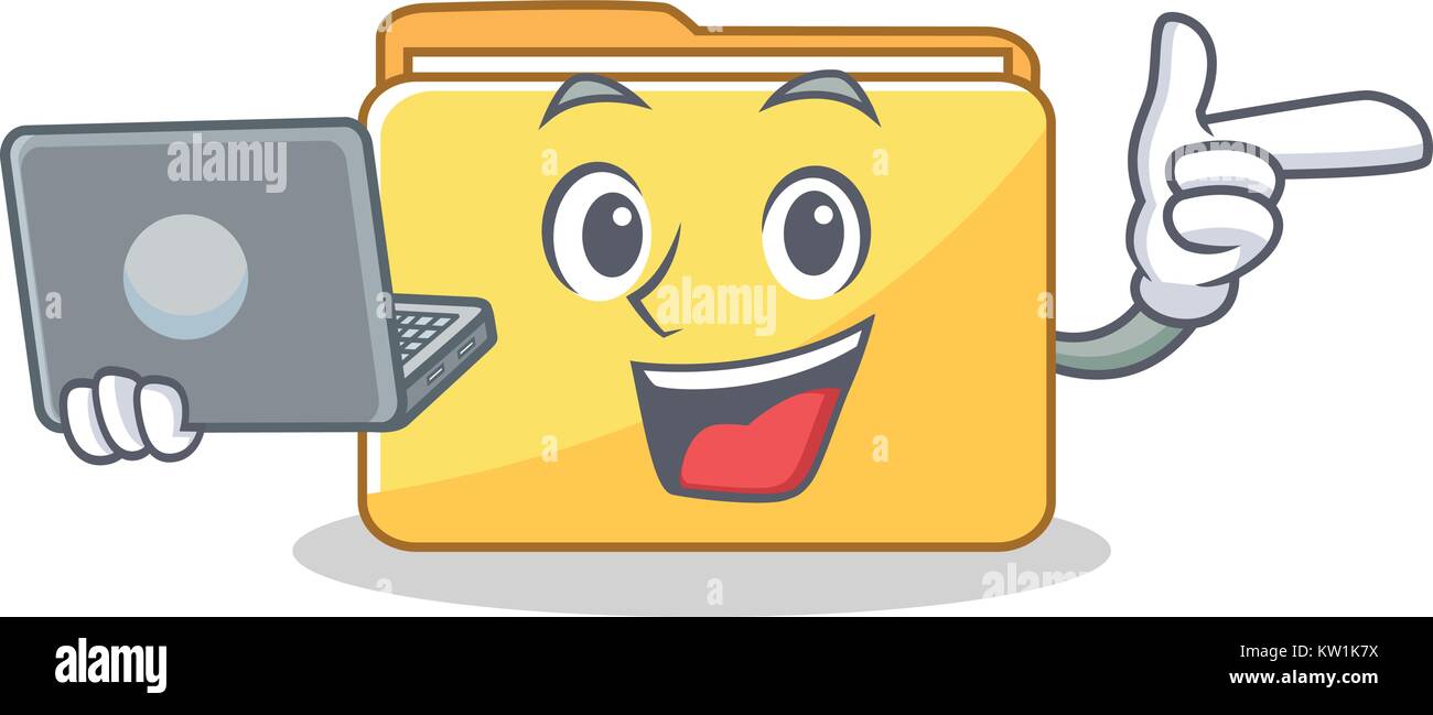 Computer Foldable Cartoon With laptop folder character cartoon style Stock Vector Image & Art - Alamy