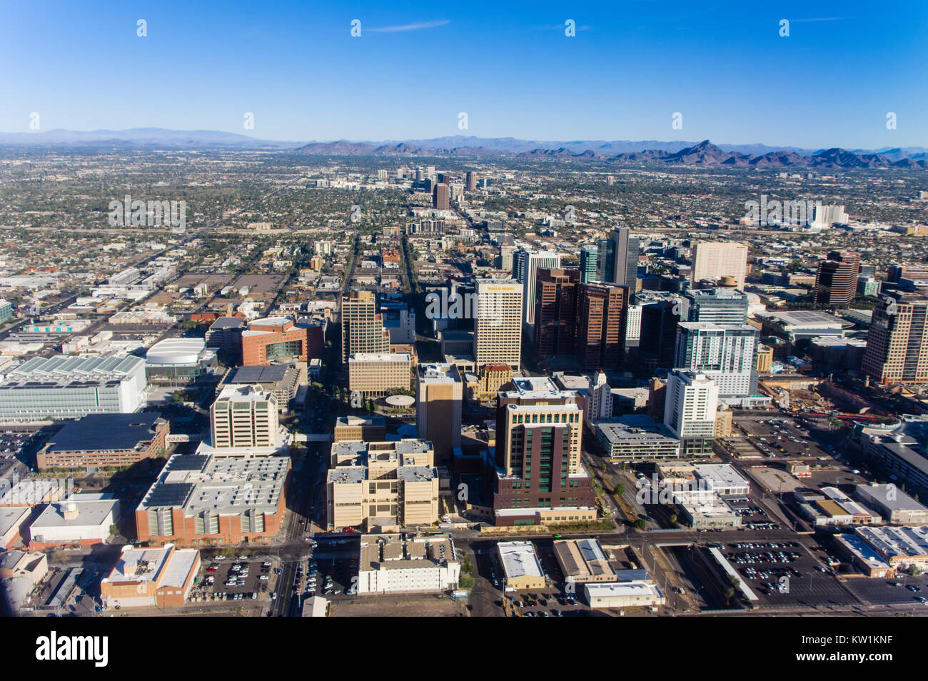 Aerial view of downtown Phoenix Arizona Stock Photo