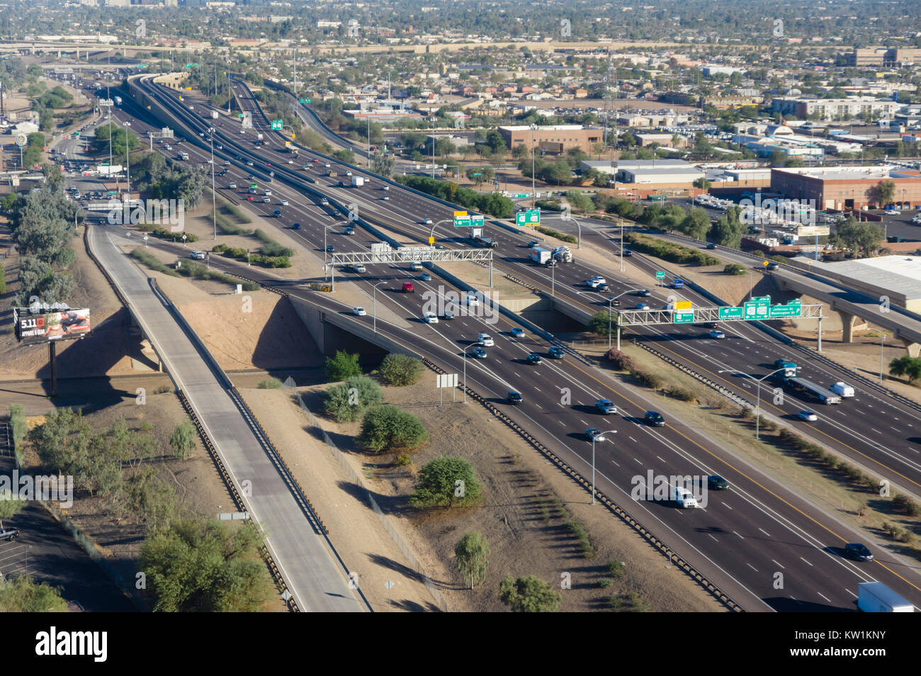 Aerial view of interstate 10 near Phoenix Arizona Stock Photo