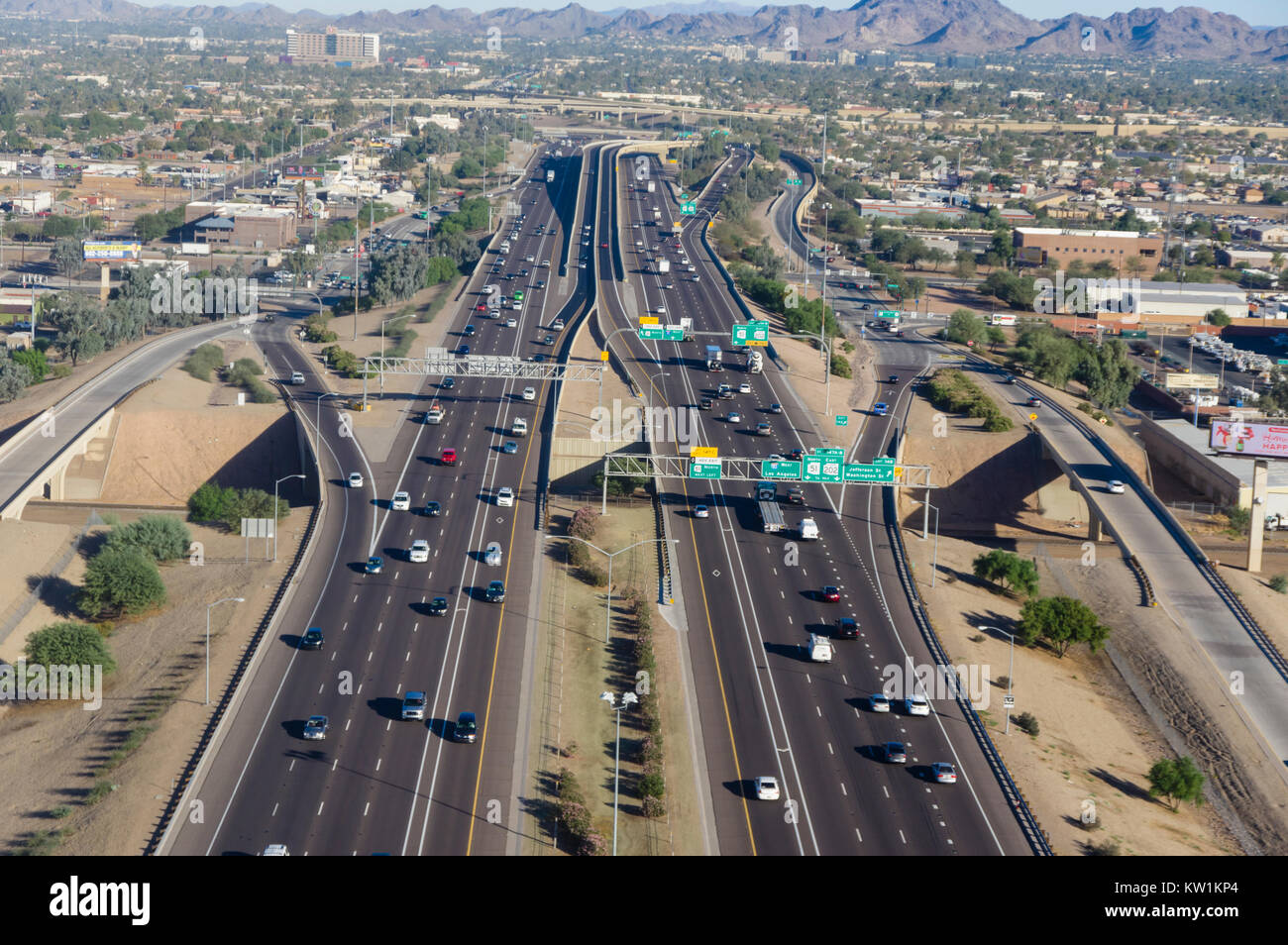 Aerial view of interstate 10 near Phoenix Arizona Stock Photo