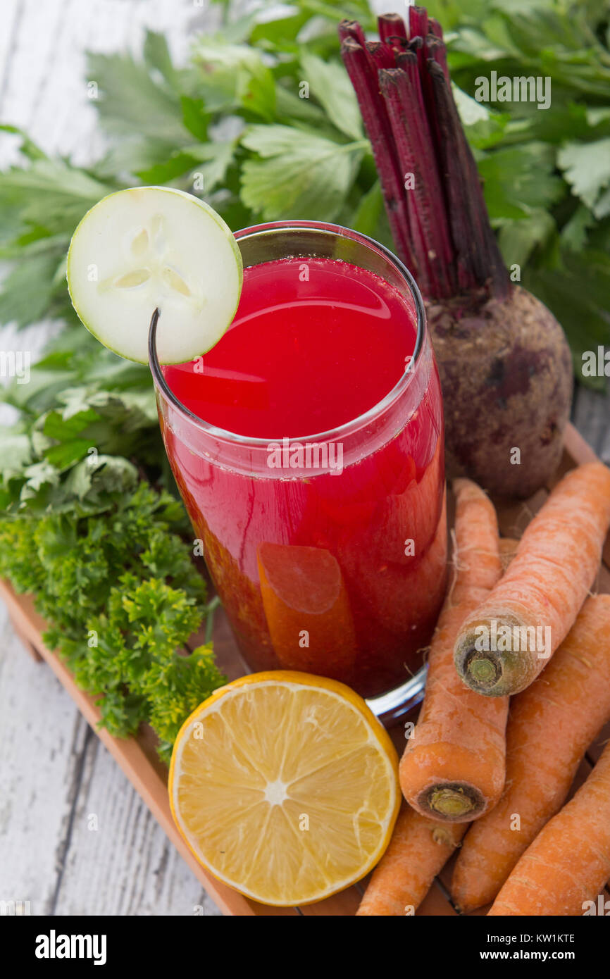 Beet and Carrot mix juice Stock Photo Alamy