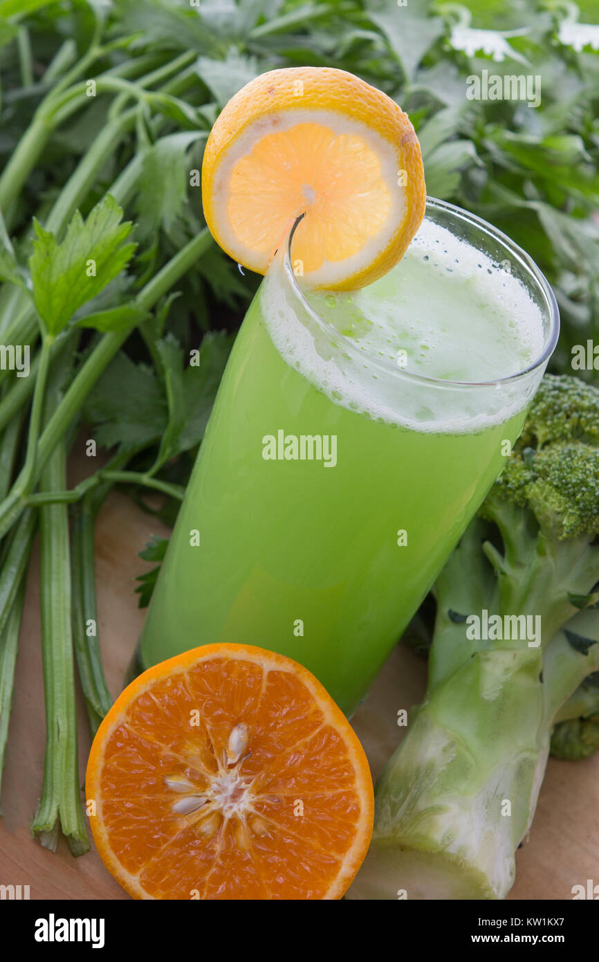 Broccoli and celery mix juice Stock Photo Alamy