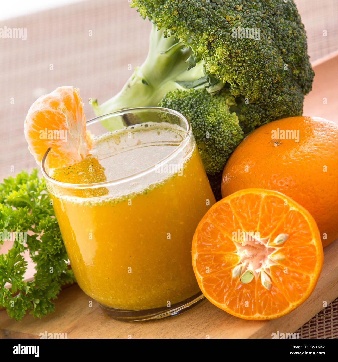 orange and broccoli smoothie Stock Photo Alamy
