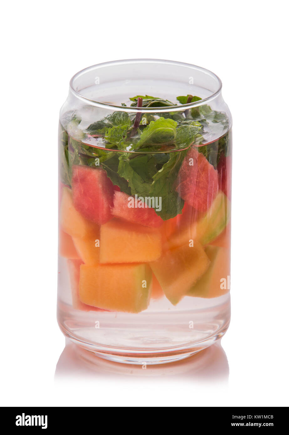 infused water mix of  watermelon, mint leaf and papaya Stock Photo