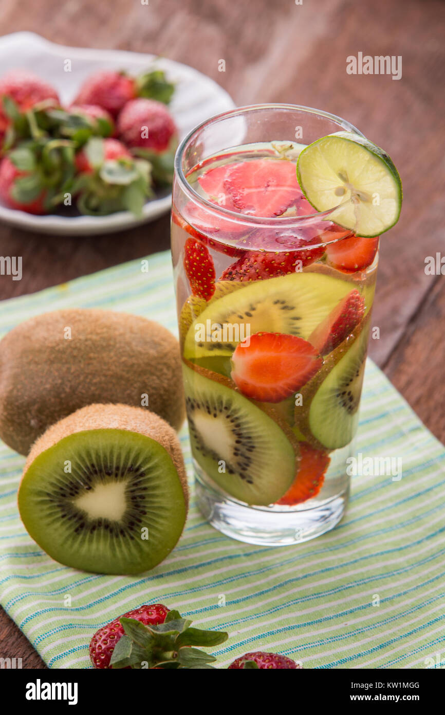 infused water mix of Kiwi, and strawberry Stock Photo Alamy