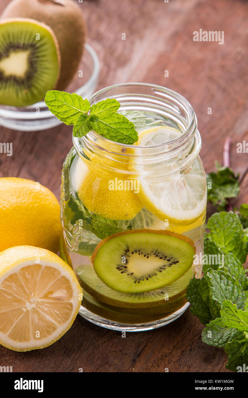 infused water mix of lemon and kiwi Stock Photo Alamy