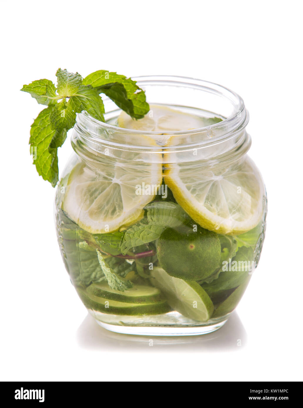 infused water mix of lime, mint leaf, and lemon slice Stock Photo Alamy